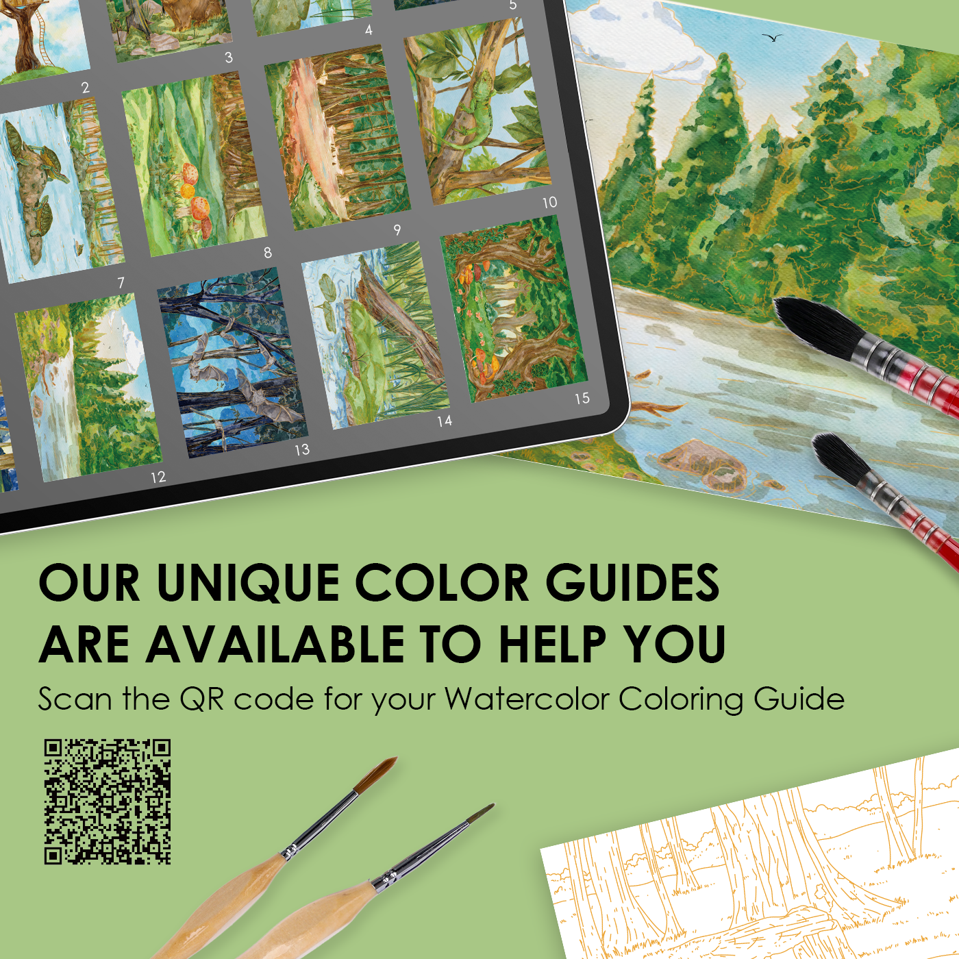 Forest-Themed Watercolor Coloring Club Box