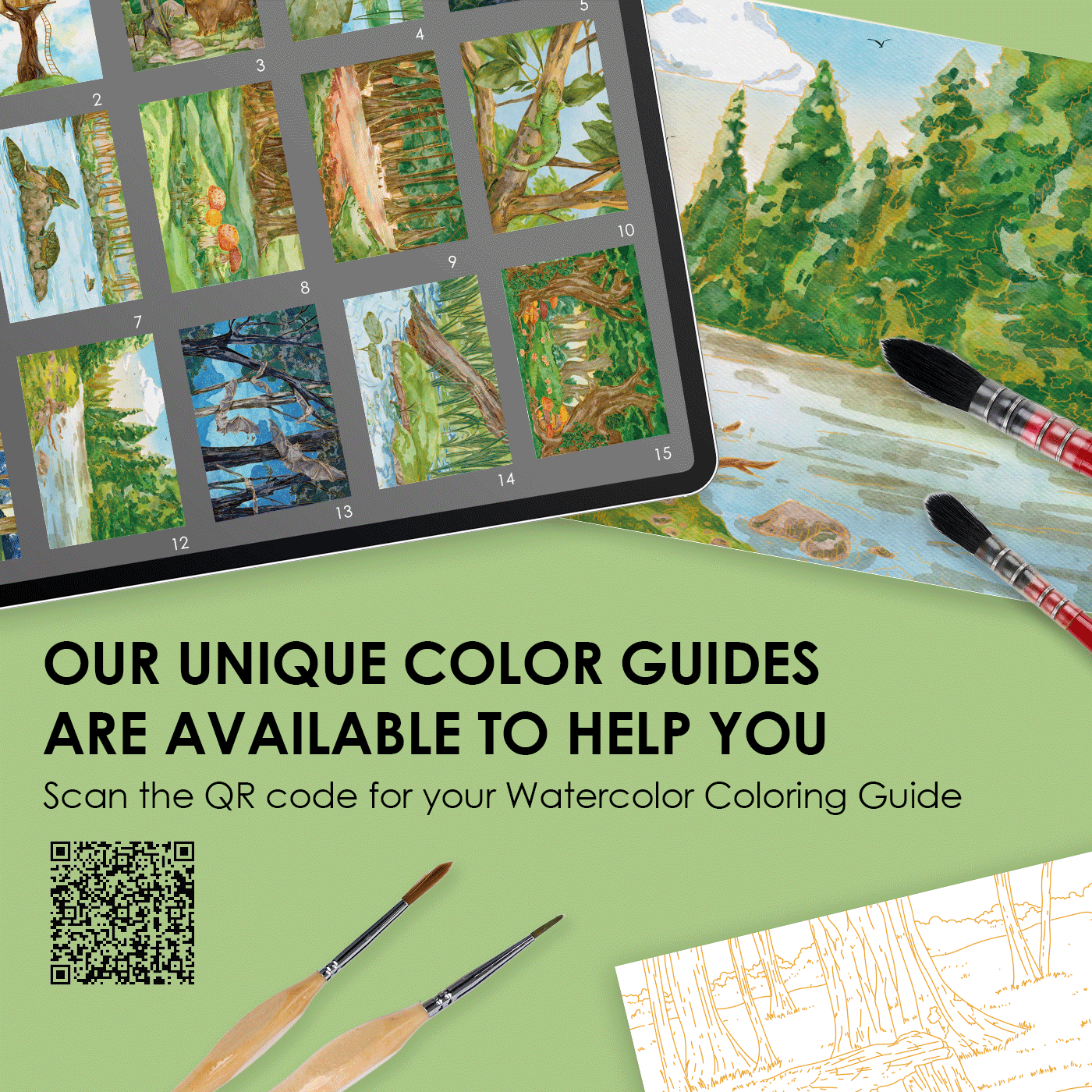 Forest-Themed Watercolor Coloring Book