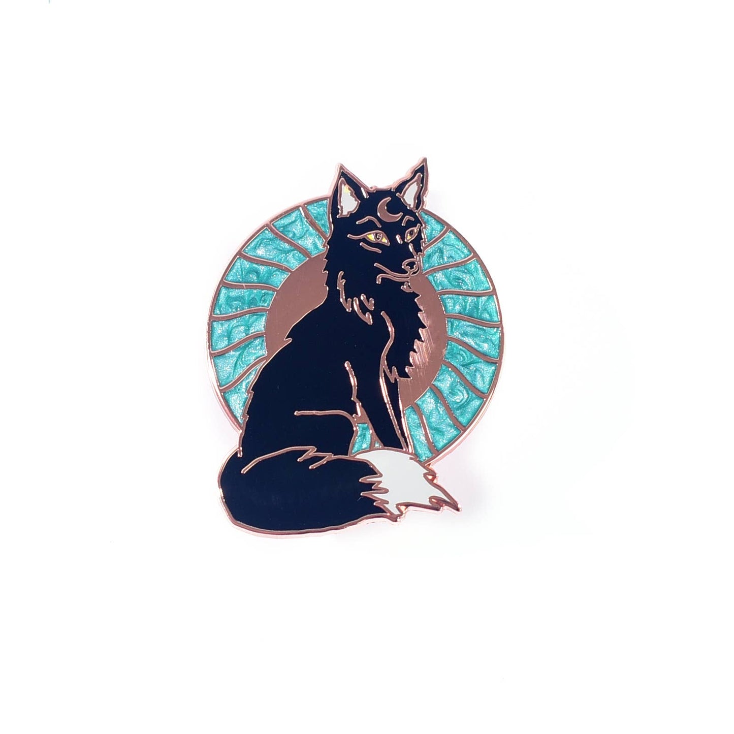 Black Fox & Sun Enamel Pin
