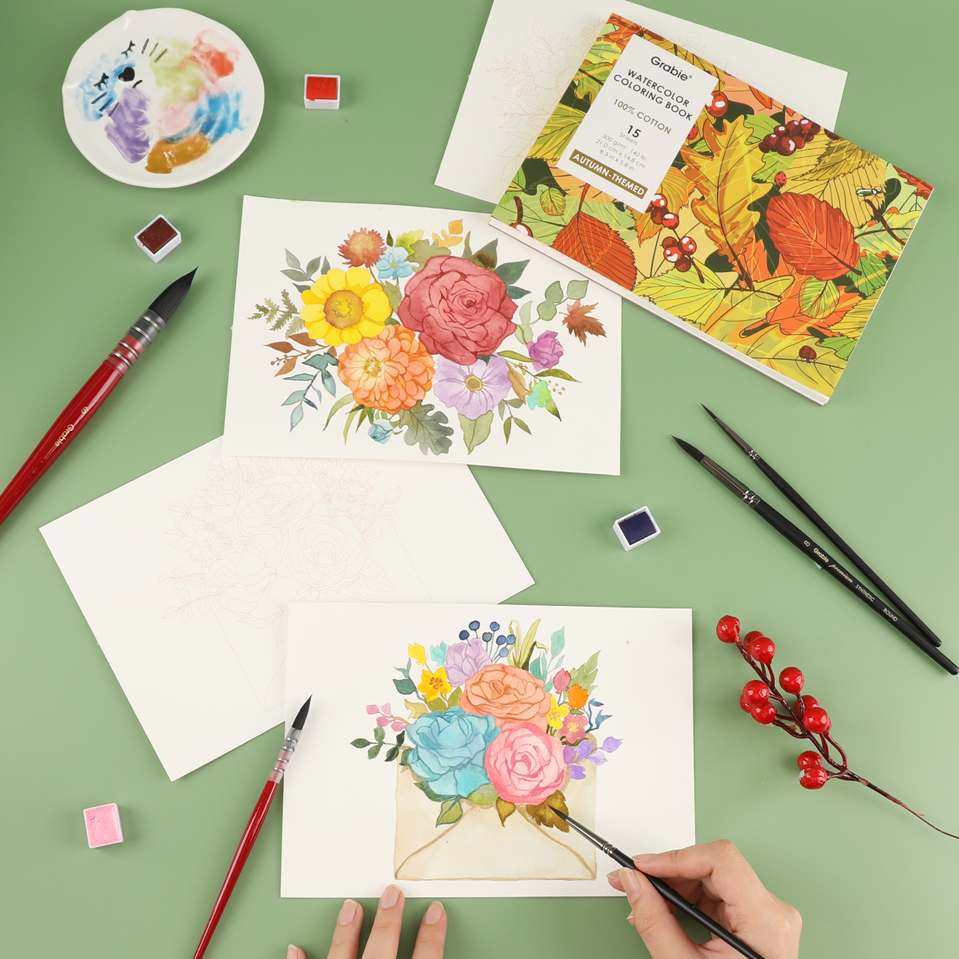 Autumn-Themed Watercolor Coloring Club Box