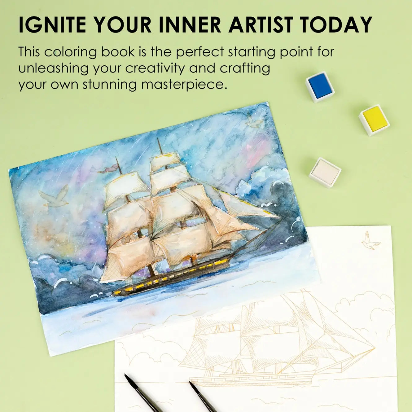 Landscape-Themed Watercolor Coloring Club Box