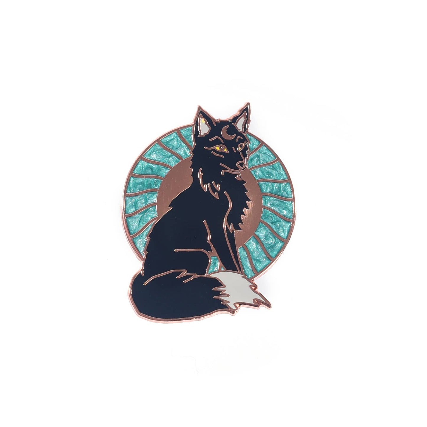 Black Fox & Sun Enamel Pin