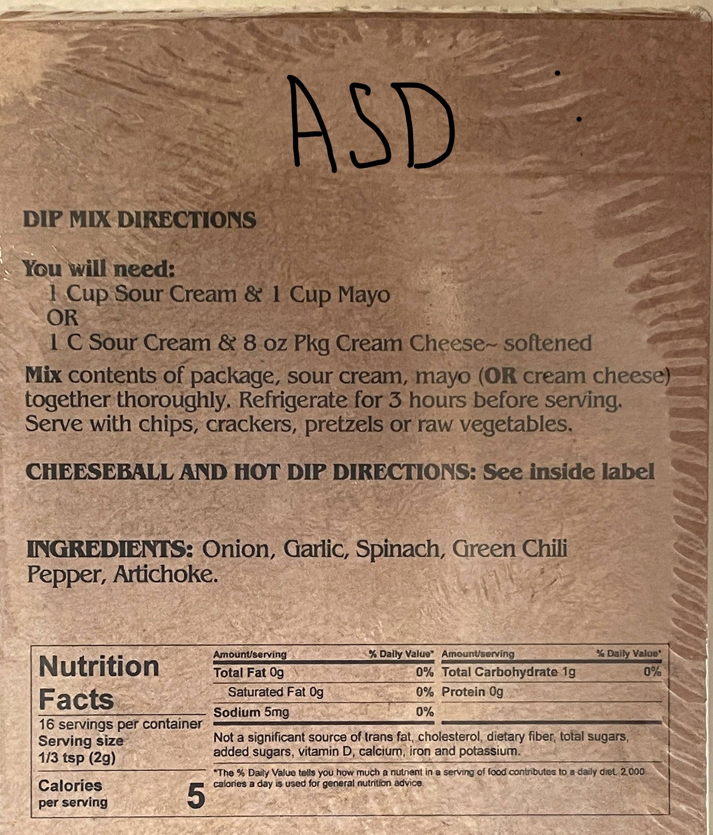 Artichoke Spinach Dip Mix