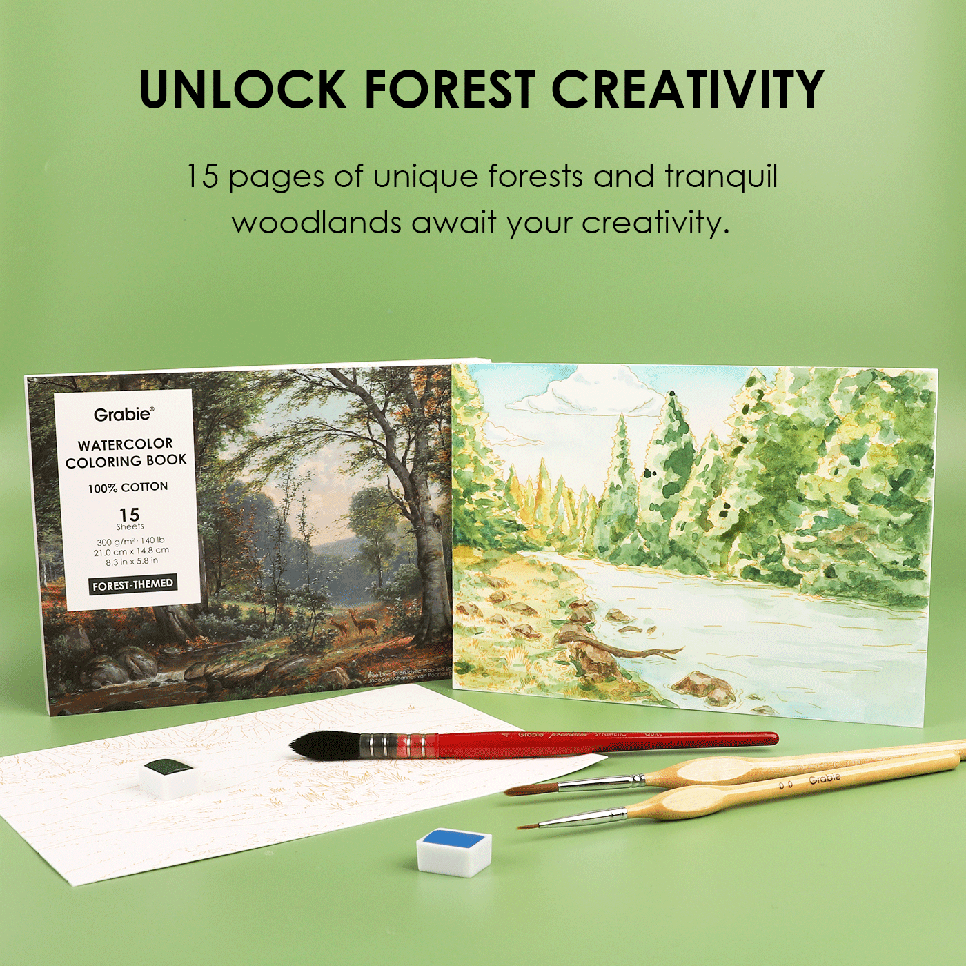 Forest-Themed Watercolor Coloring Book