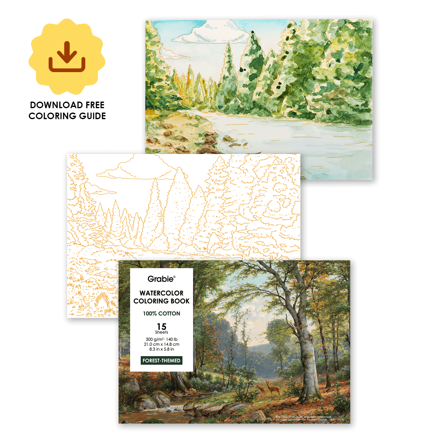 Forest-Themed Watercolor Coloring Book
