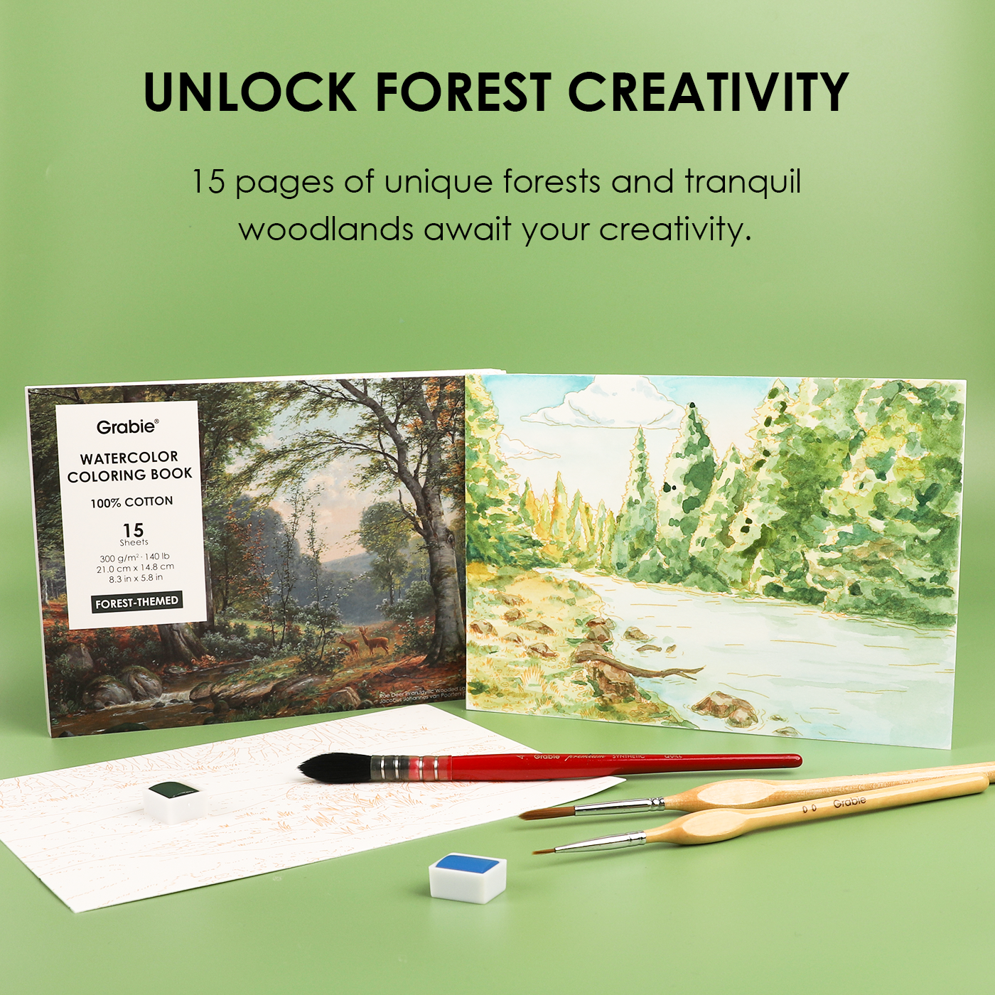 Forest-Themed Watercolor Coloring Club Box