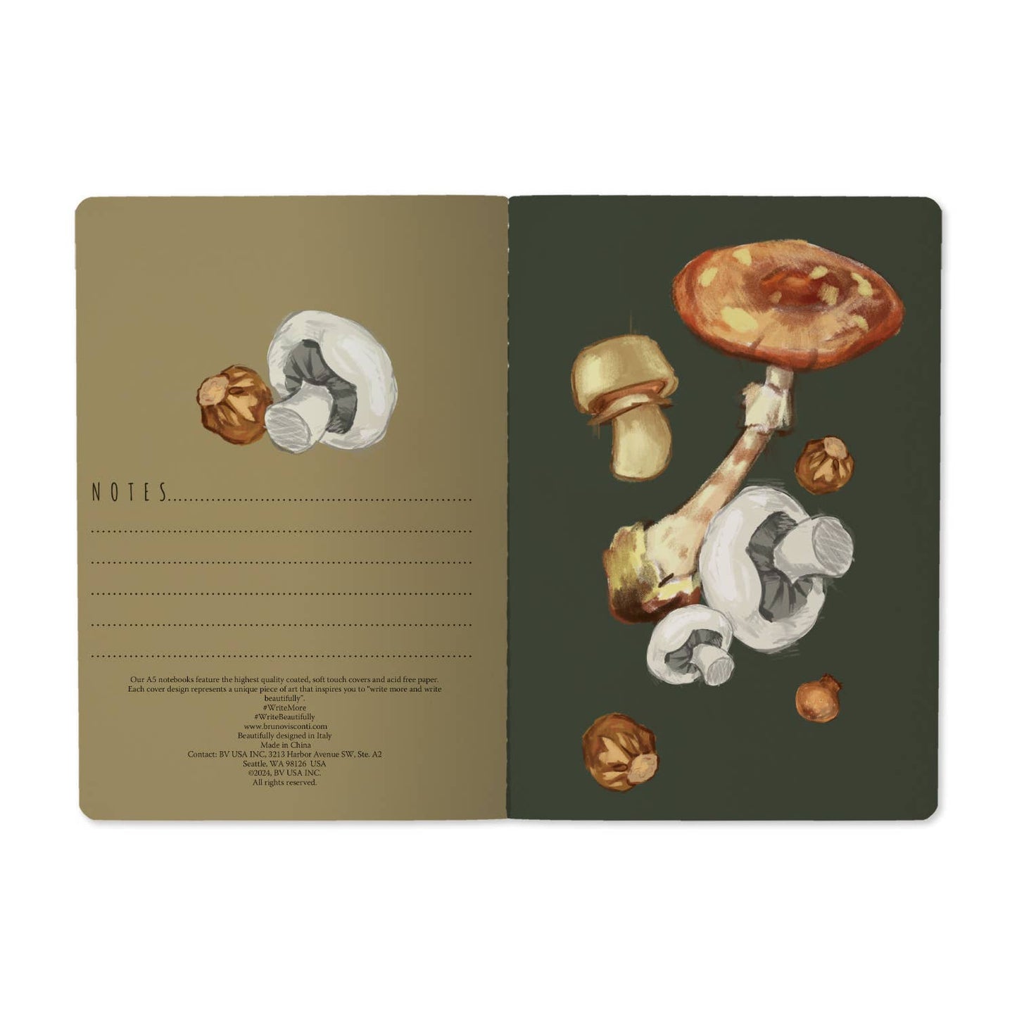 Mushrooms on Black Notebook