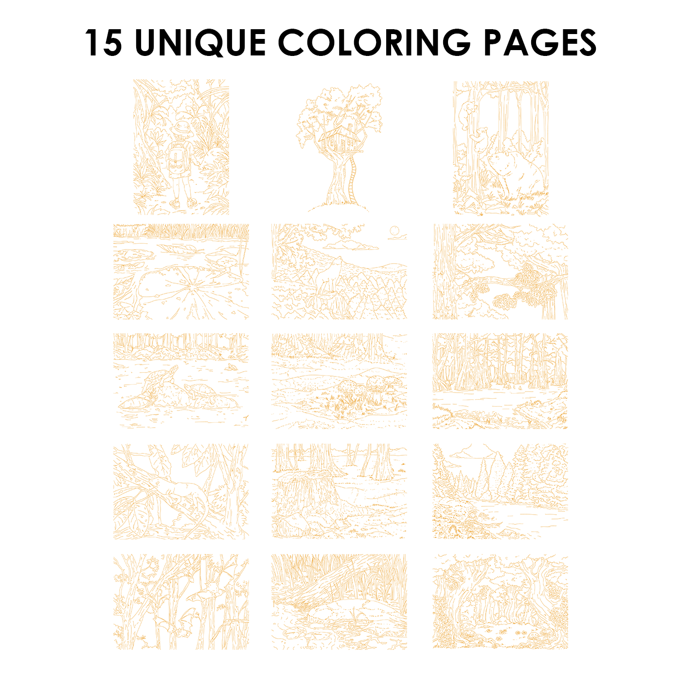 Forest-Themed Watercolor Coloring Book