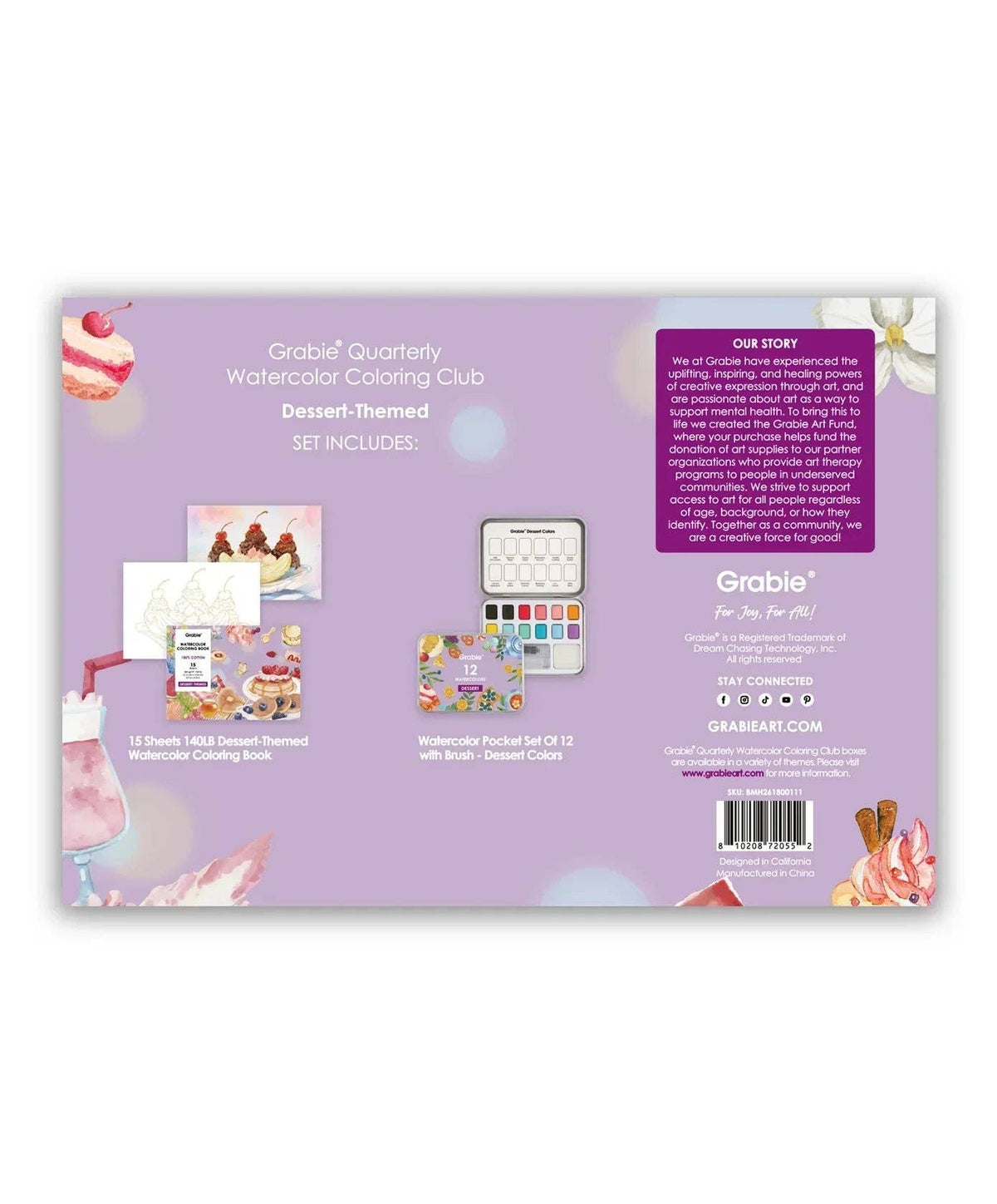 Dessert-Themed Watercolor Coloring Club Box