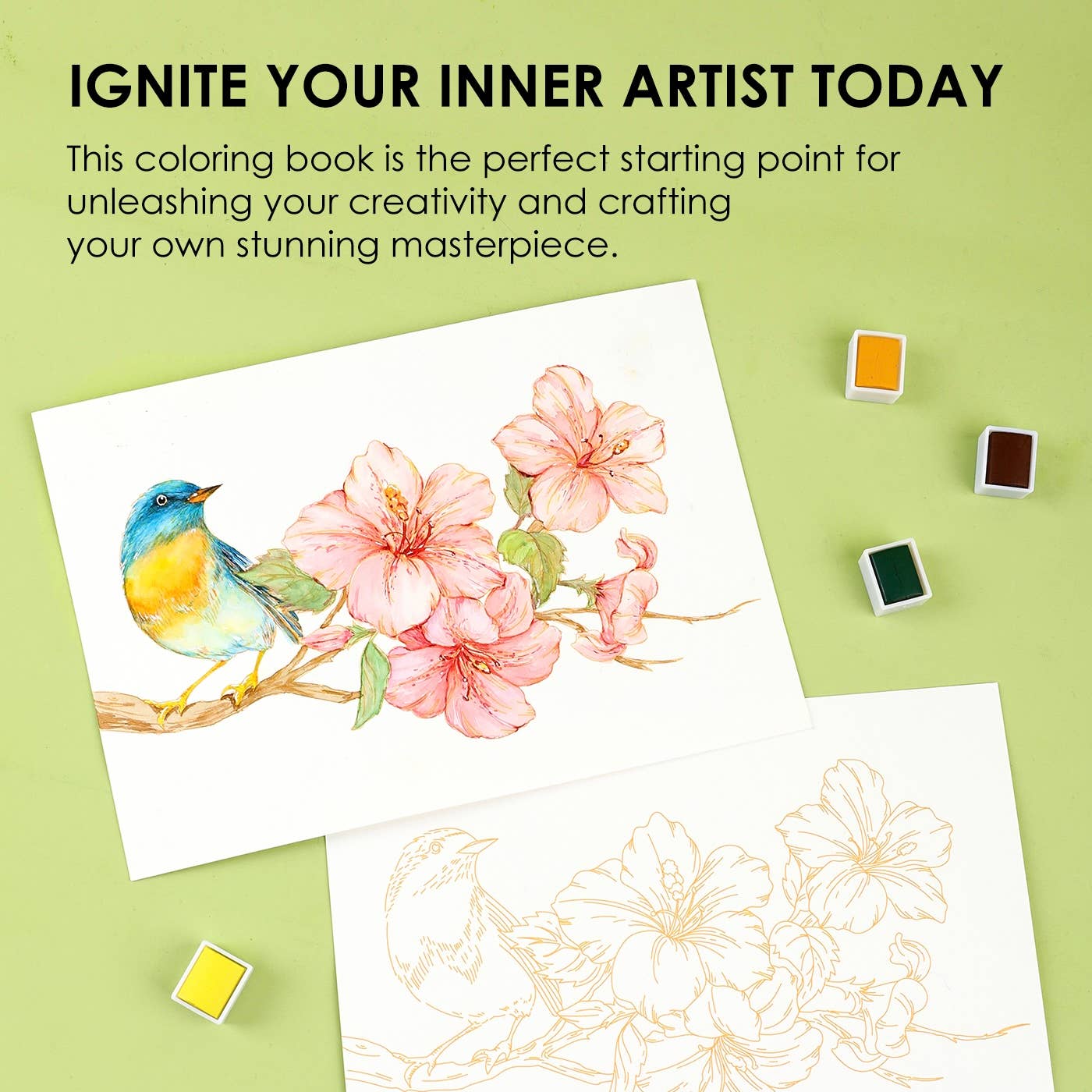 Floral-Themed Watercolor Coloring Club Box