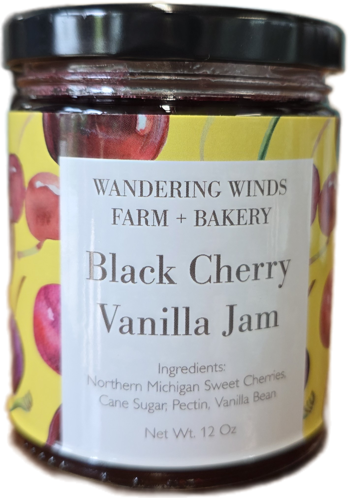 Wandering Winds Farm + Bakery - Black Cherry + Vanilla Jam