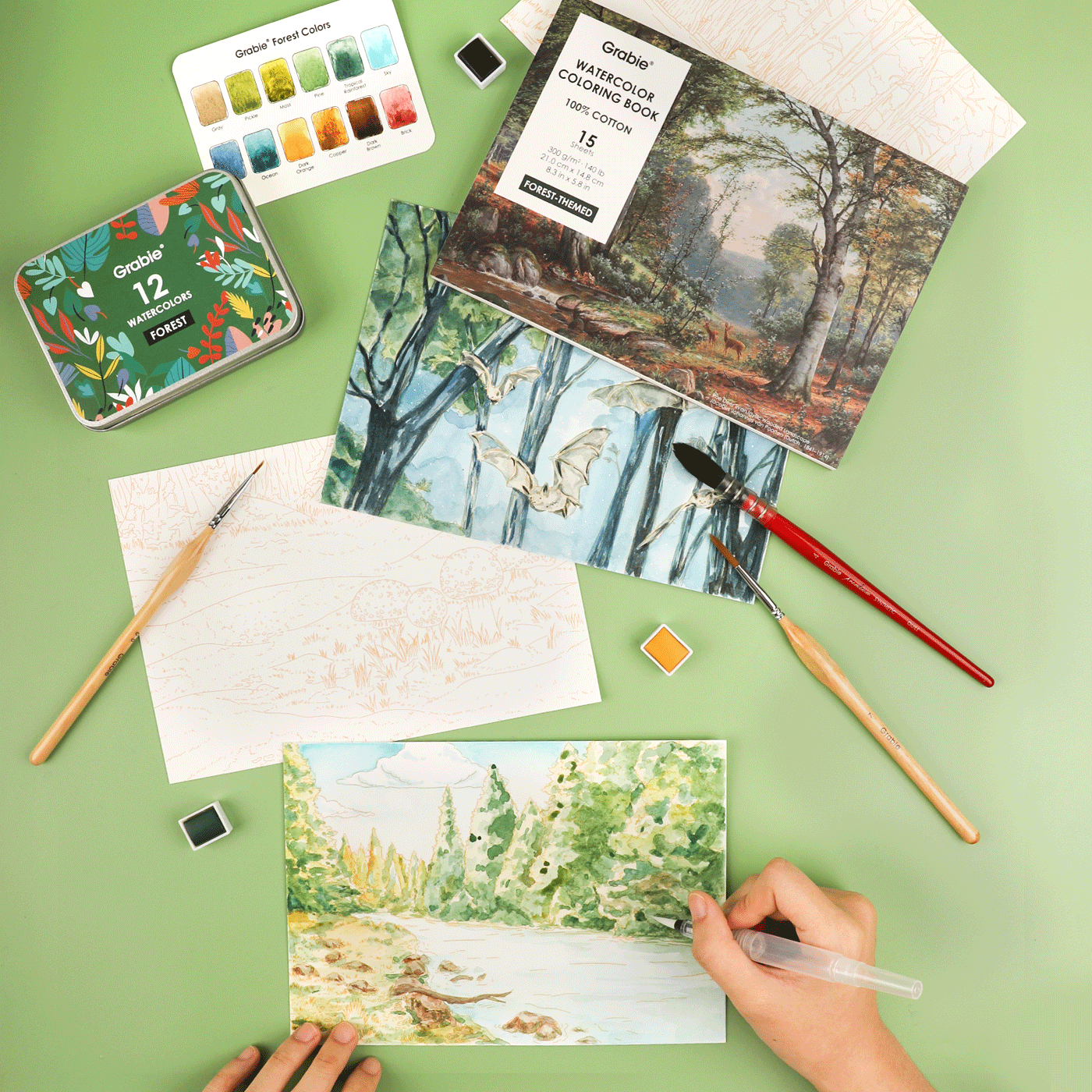 Forest-Themed Watercolor Coloring Book