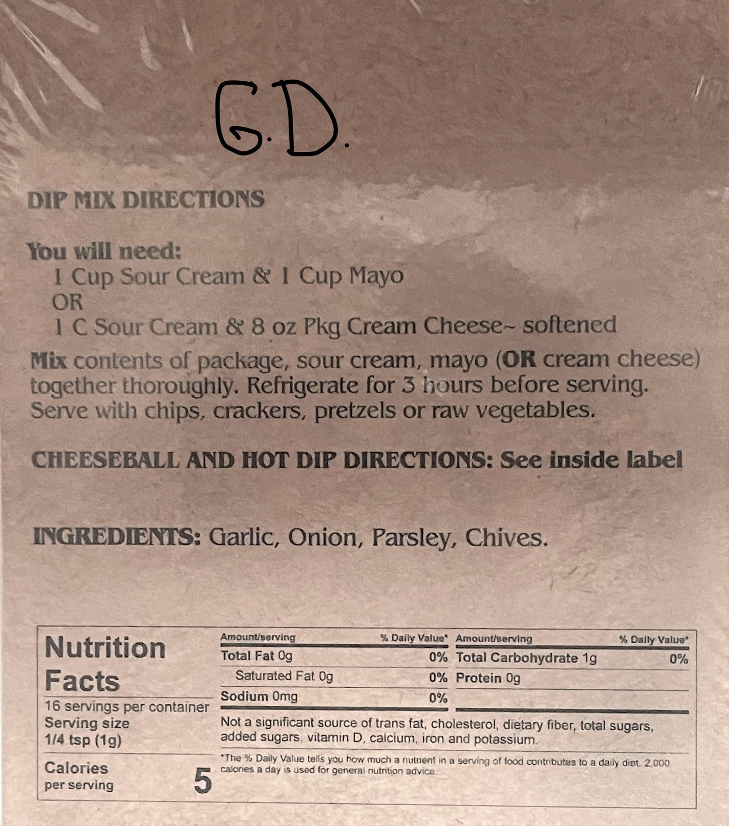 Garlic & Onion Dip Mix