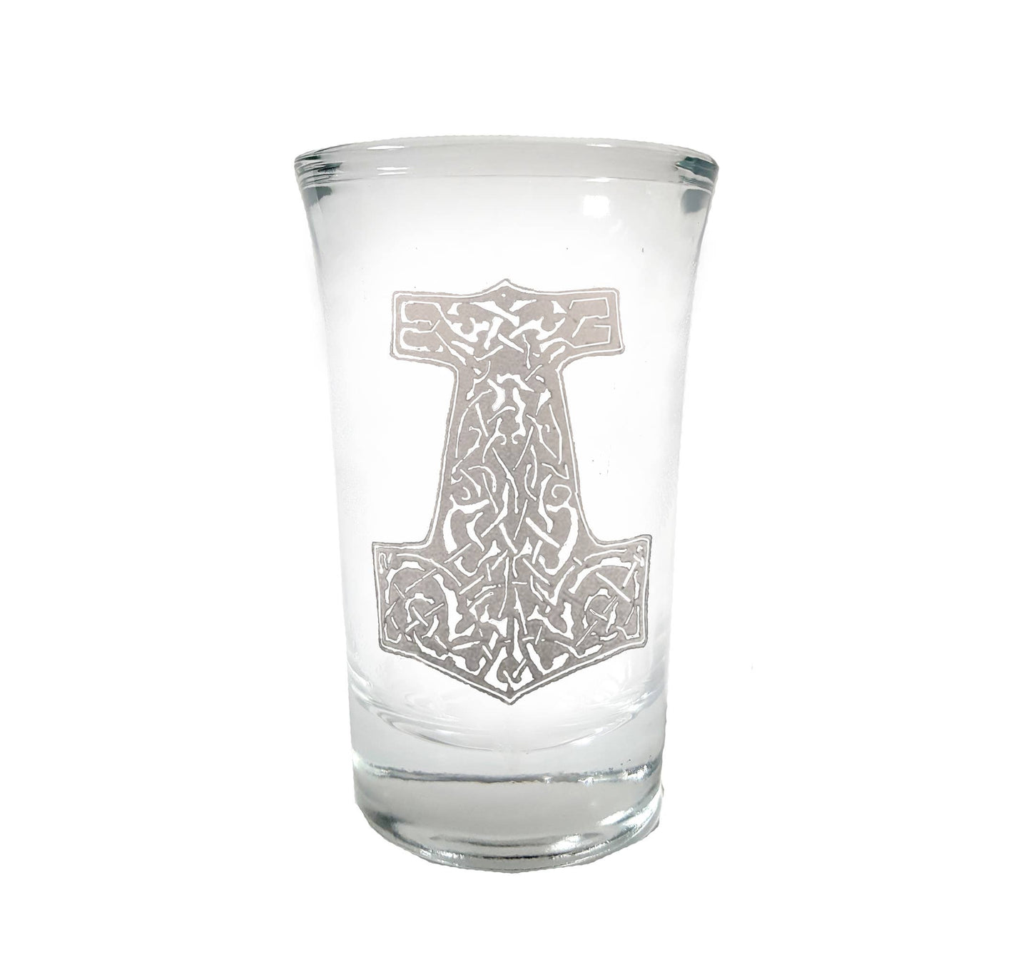 Mjölnir Thor's Hammer Engraved Shot Glass, Norse Design