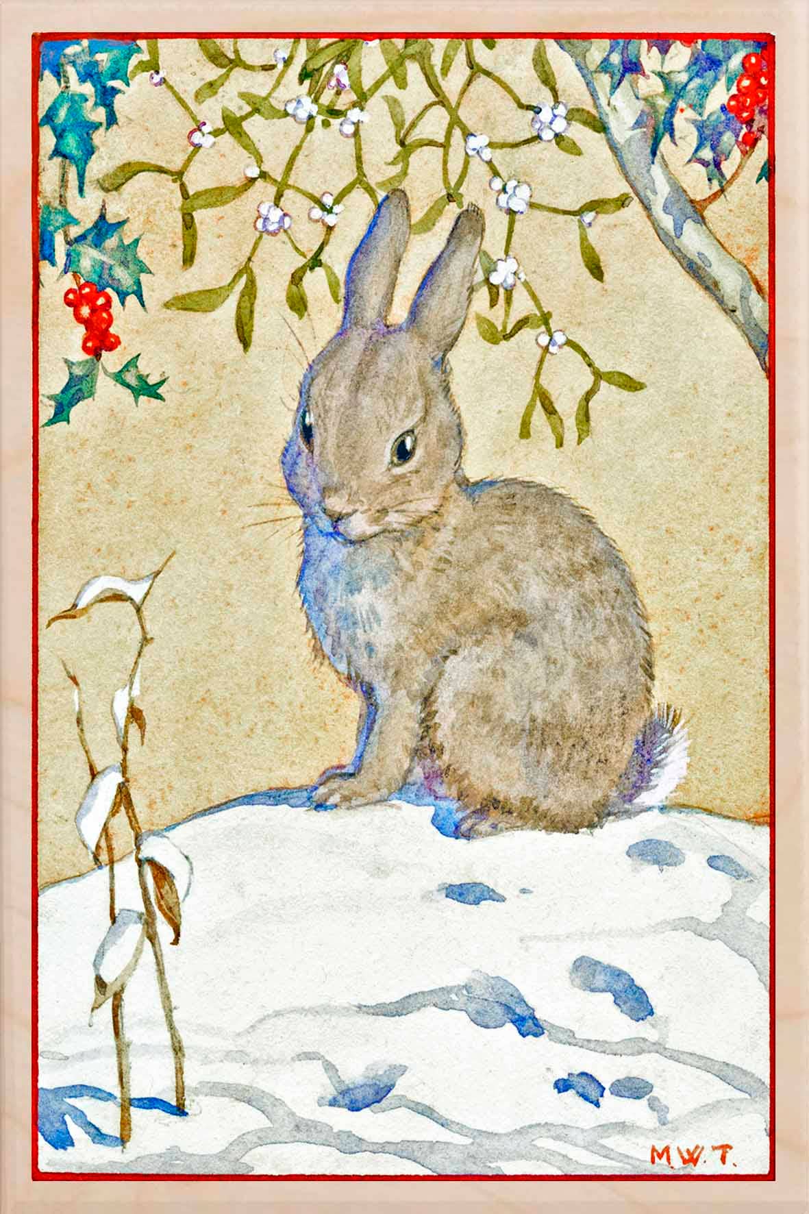 LITTLE BUNNY sustainable wood Christmas card