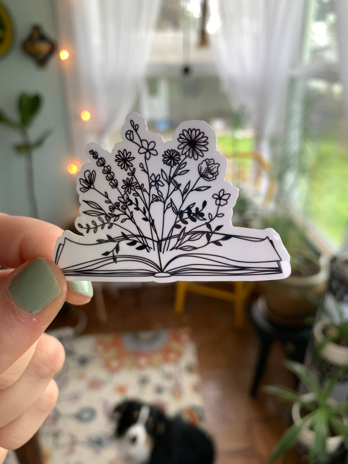Open Book Floral Wildflower Sticker
