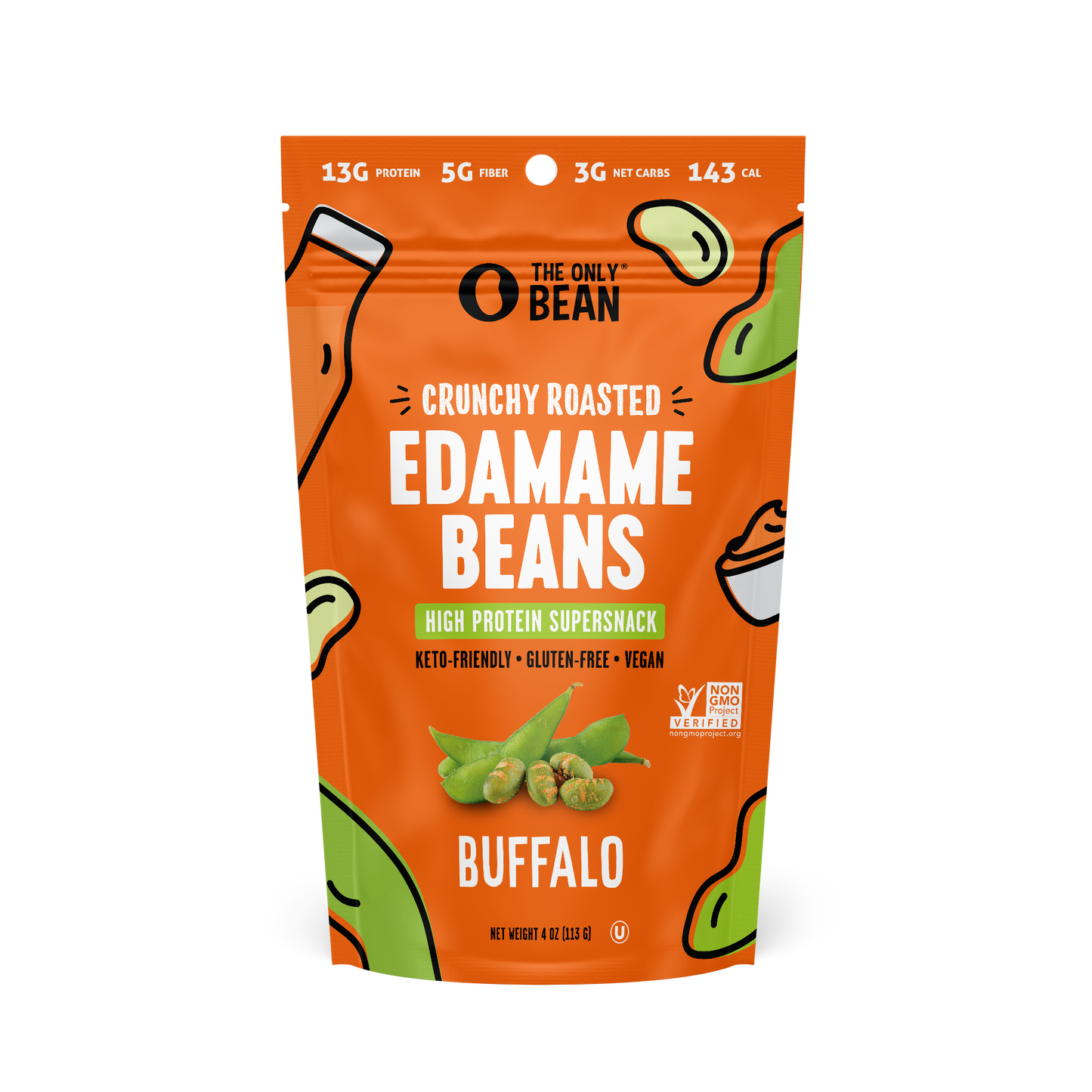 Crunchy Roasted Edamame (Buffalo) - Gluten Free Snacks Vegan