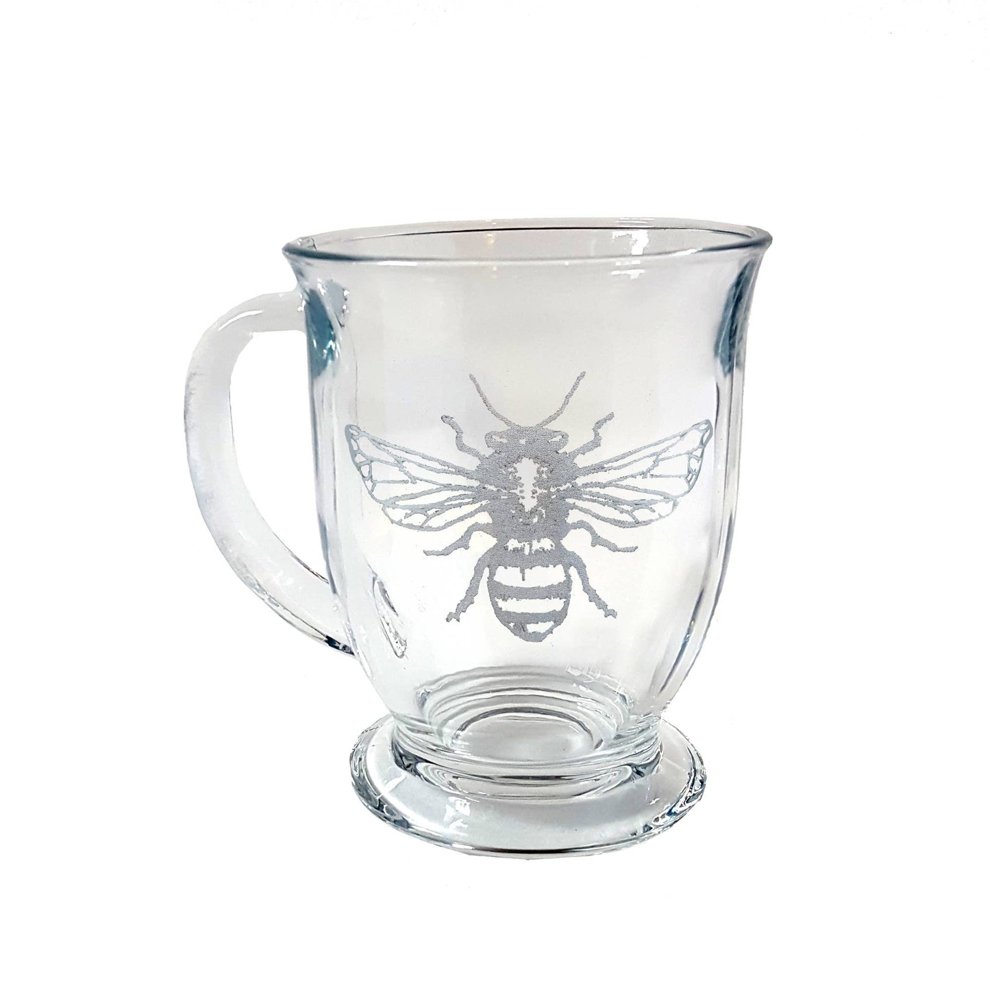 Honey Bee Glass Mug, 16 Ounces Engraved Coffee Cup