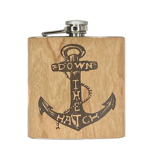 Wood Flask 6oz - Down the Hatch