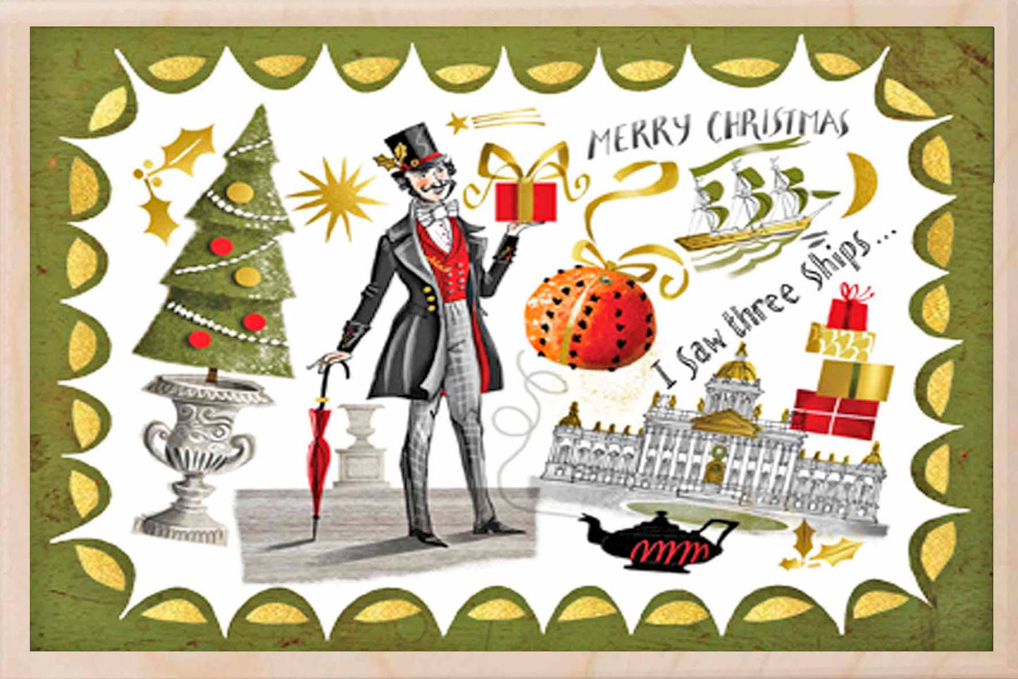 CHRISTMAS GENTLEMAN sustainable wood Christmas card