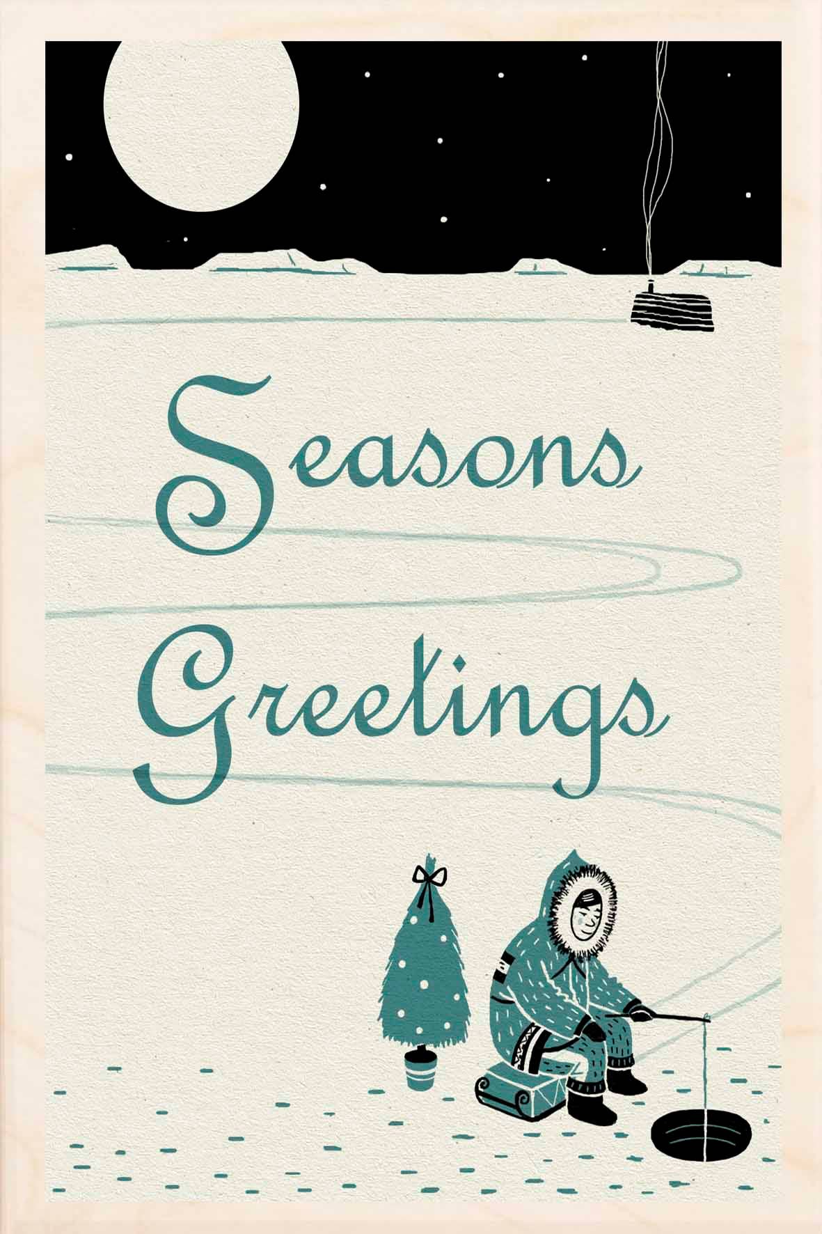 SEASONS GREETINGS sustainable wood Christmas card