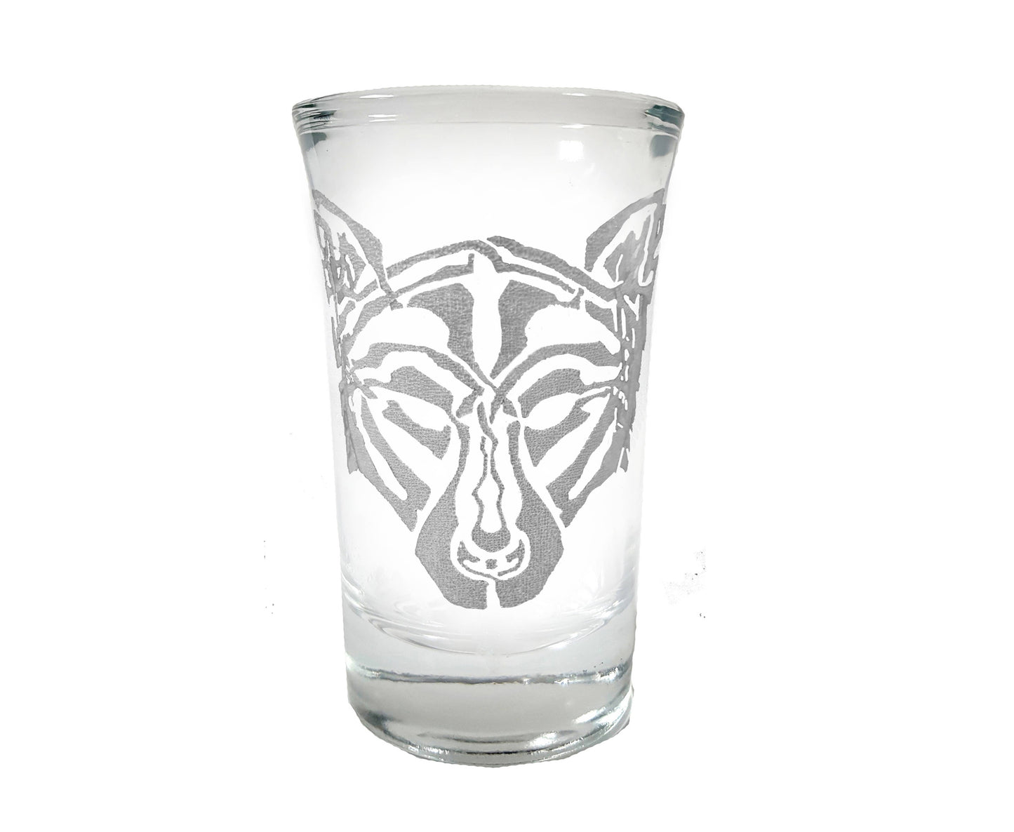 Celtic Wolf Engraved Shot Glass, Abstract Wolf Face Design