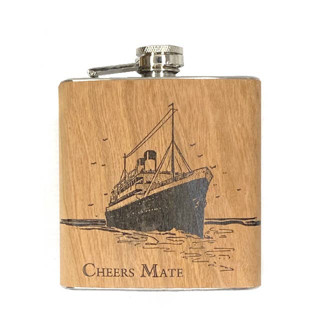 Wood Flask 6oz - Cheers Mate
