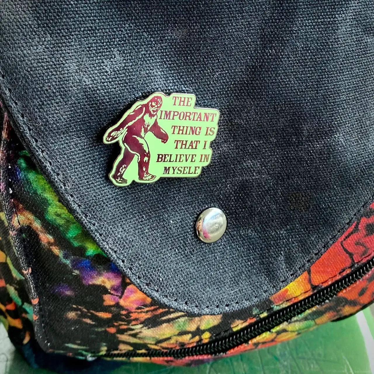 Bigfoot Believe Enamel Pin: Green