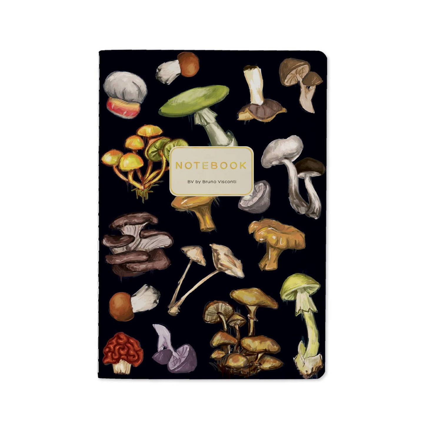 Mushrooms on Black Notebook