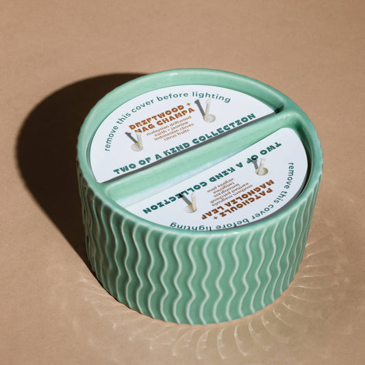 Two of a Kind Candles: Driftwood + Nag Champa | Patchouli + Magnolia Leaf