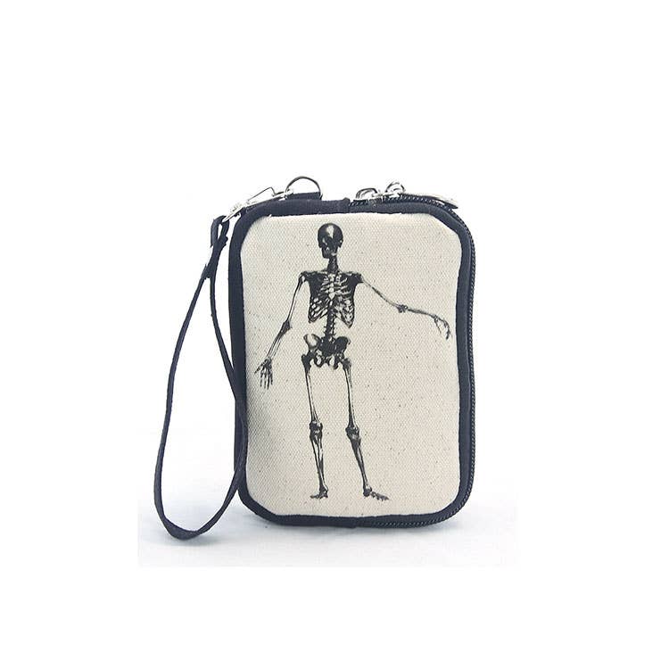 Skeleton Vintage Print Wristlet