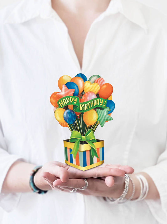 FreshCut Paper LLC - Mini Birthday Balloons (10 Mini Pop-up Greeting Cards)