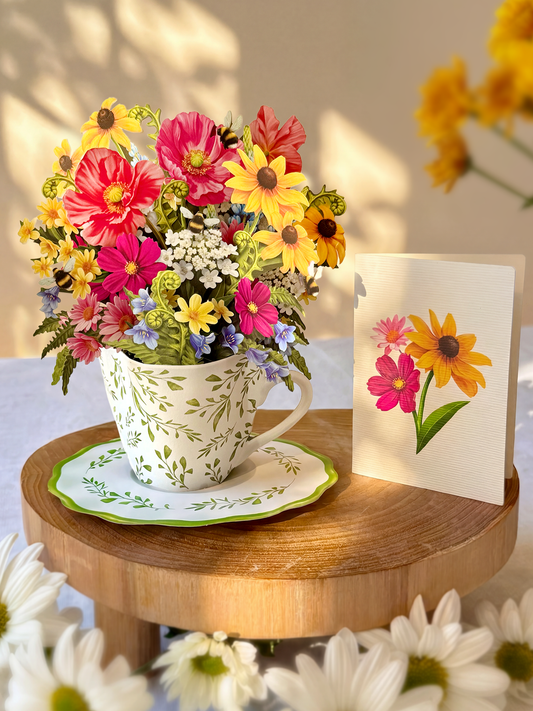 Mini Wildflower Teacup (Mini Pop-Up Greeting Cards)