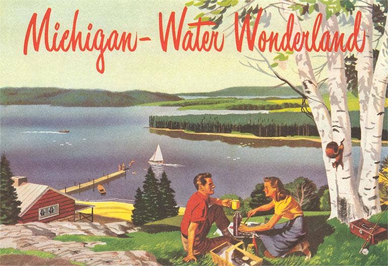 Michigan, Water Wonderland - Vintage Image, Postcard