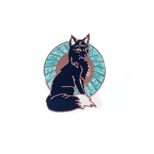 Black Fox & Sun Enamel Pin