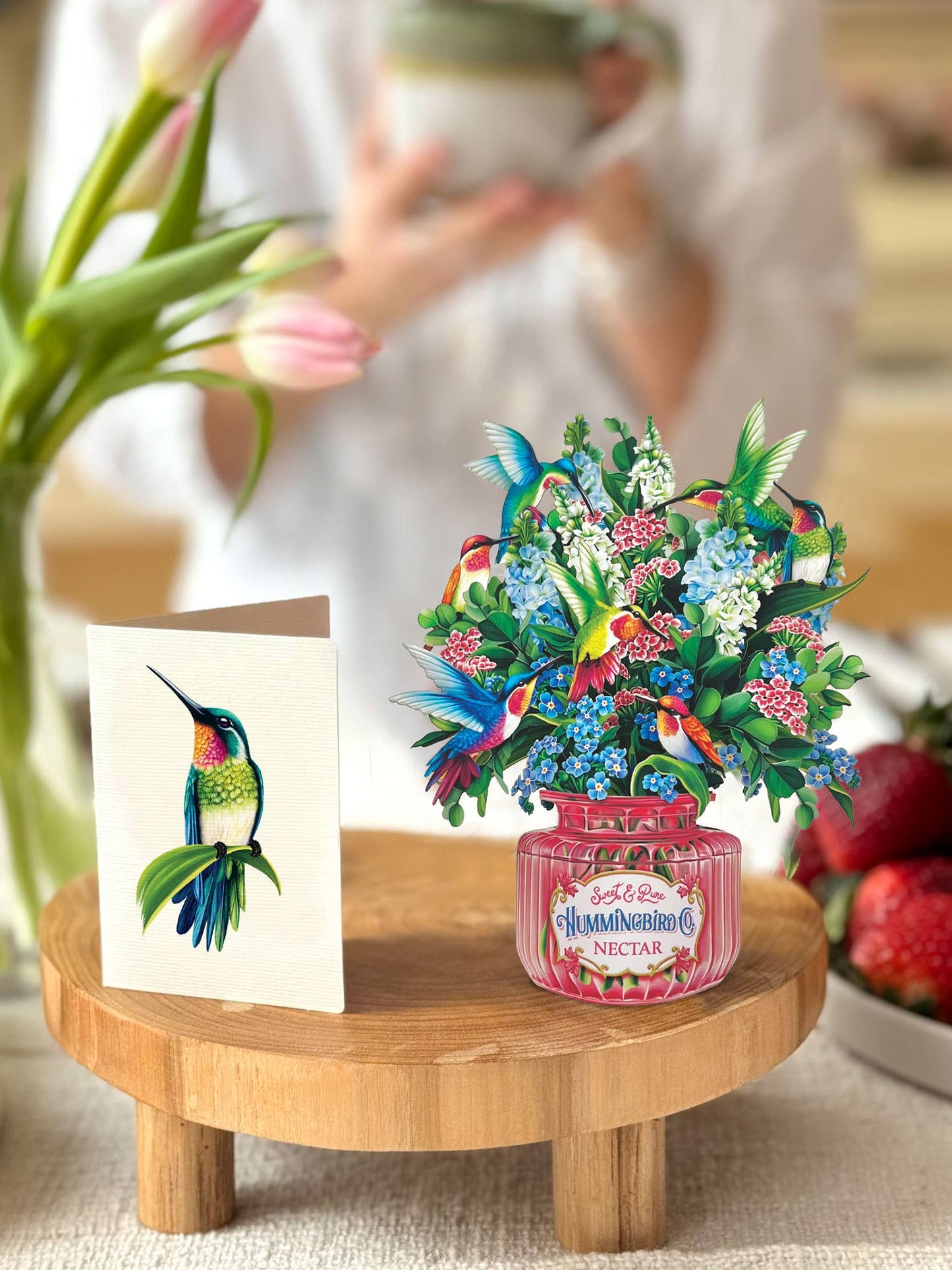 FreshCut Paper LLC - Mini Hummingbird Oasis  (10 Mini Pop-up Greeting Cards)