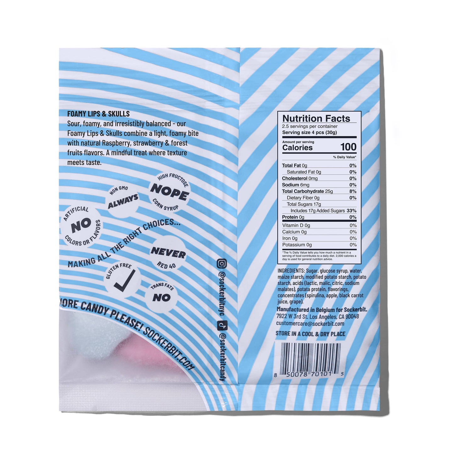 Foamy Lips & Skulls Swedish Gummies  2.8oz