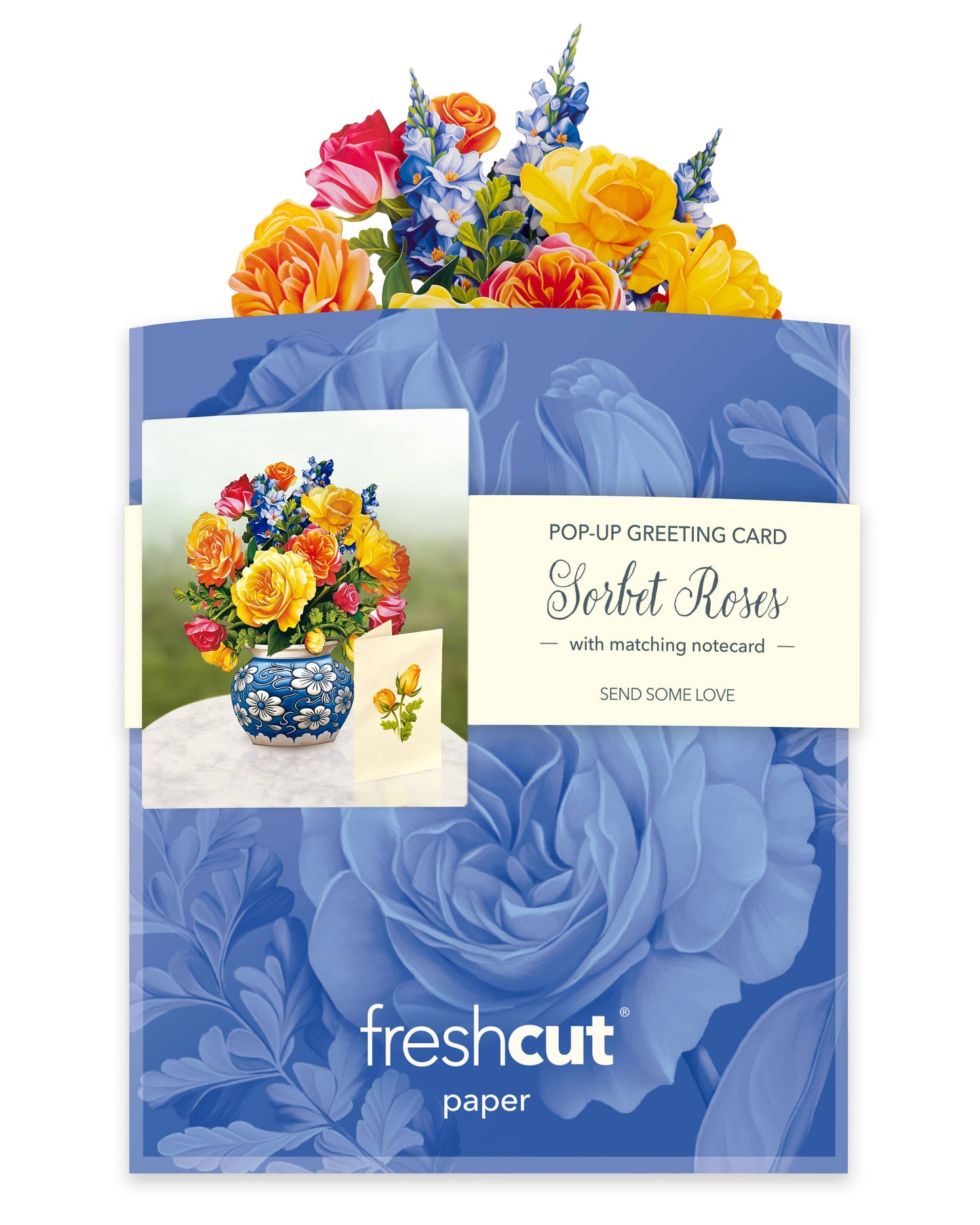 FreshCut Paper LLC - Mini Sorbet Roses (10 Pop-up Greeting Cards)