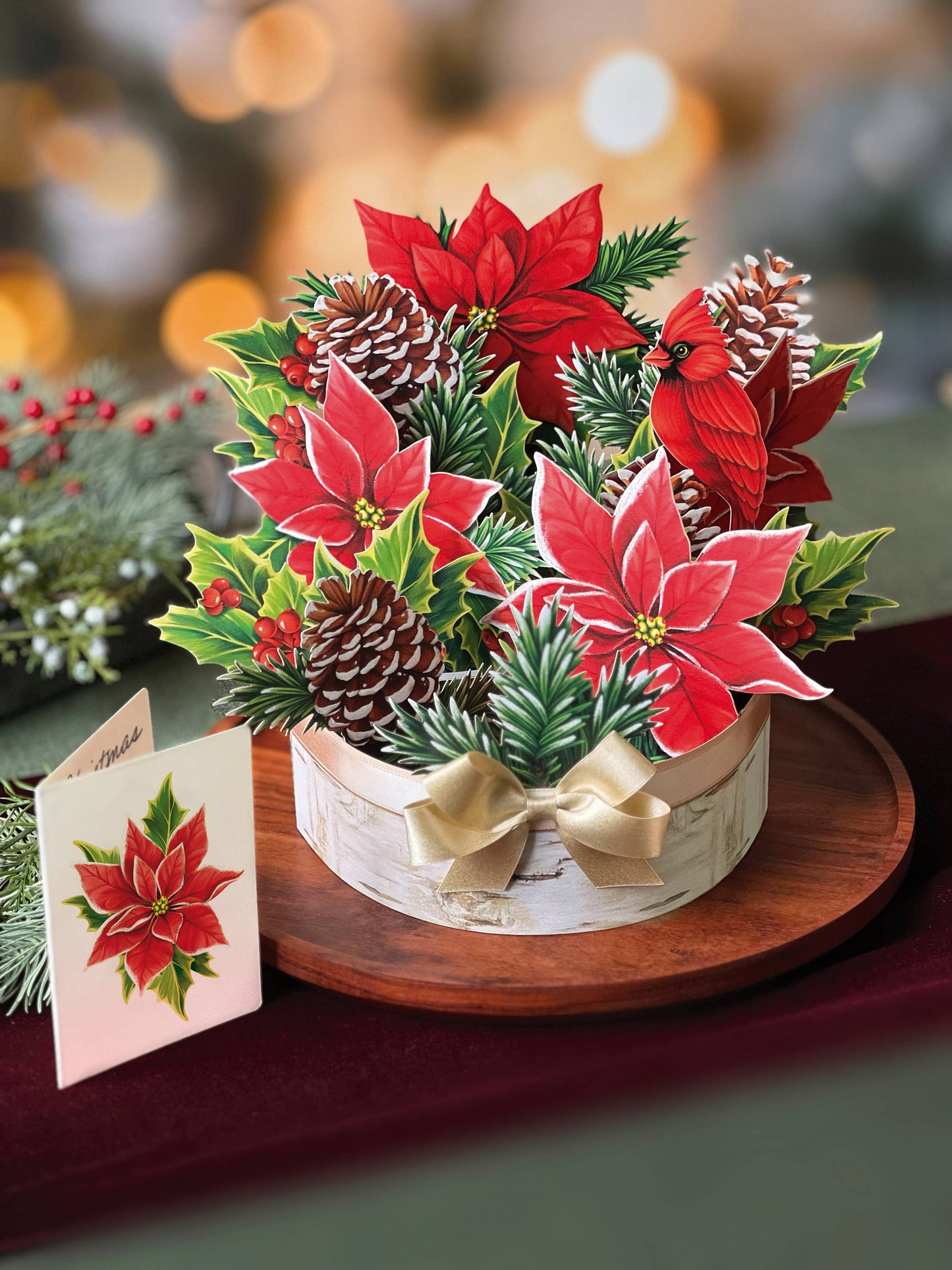 Birch Poinsettia Pop-up Greeting Card