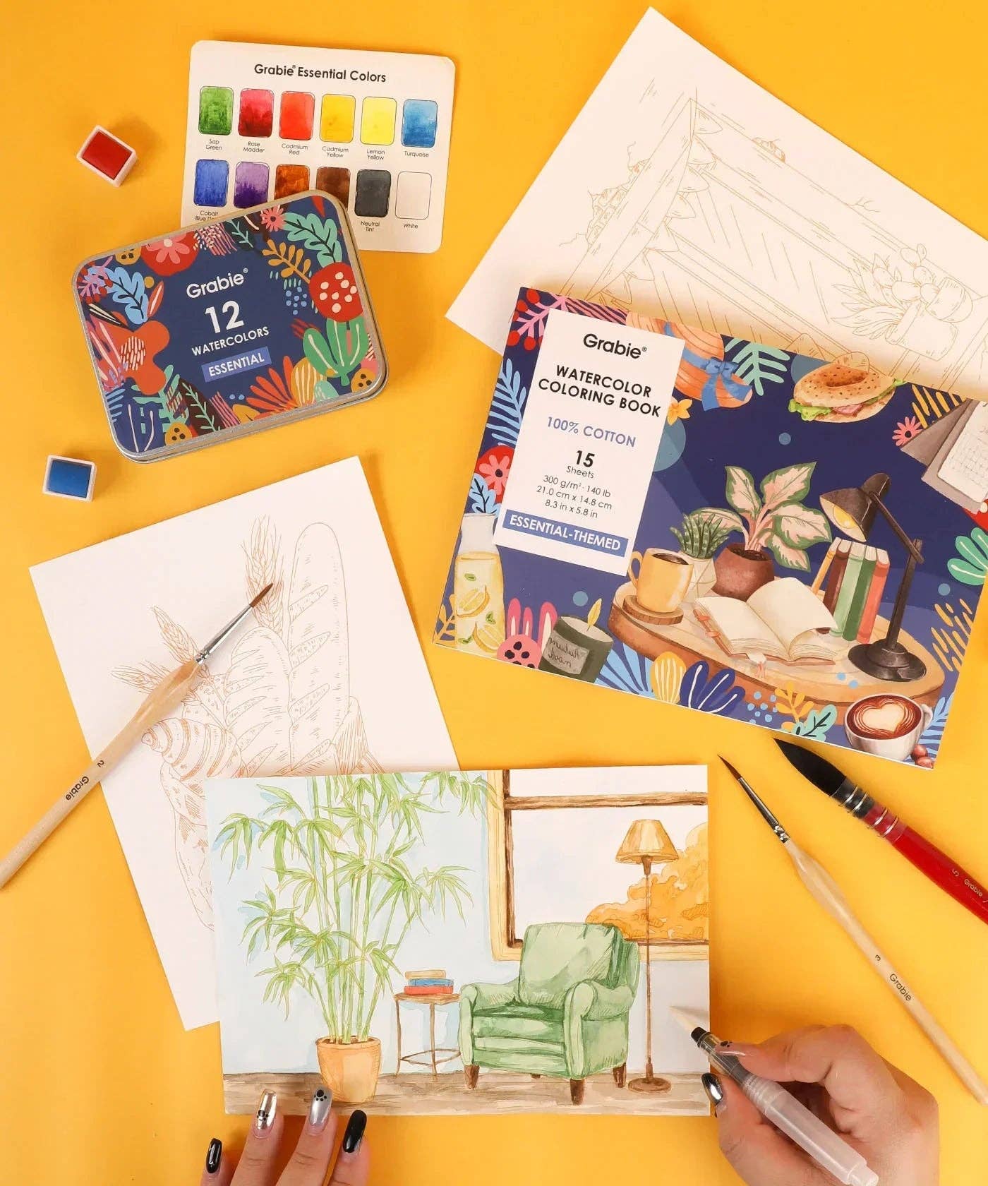 Grabie - Essential-Themed  Watercolor Coloring Club Box