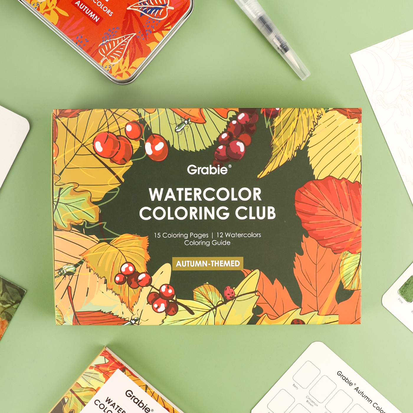 Autumn-Themed Watercolor Coloring Club Box
