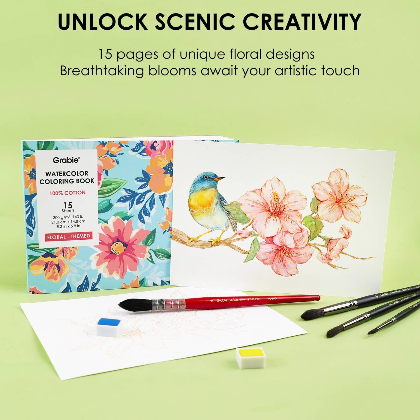 Floral-Themed Watercolor Coloring Club Box