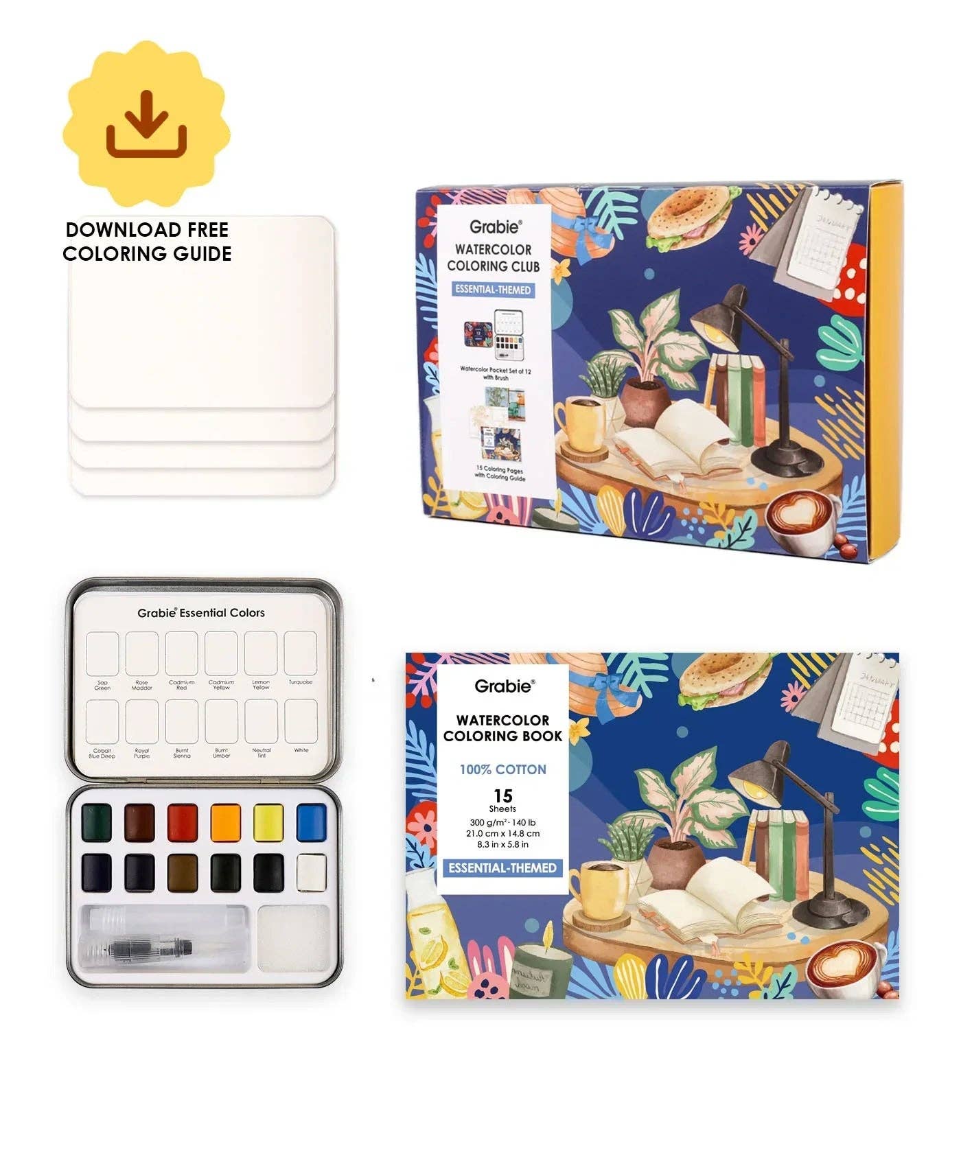 Grabie - Essential-Themed  Watercolor Coloring Club Box