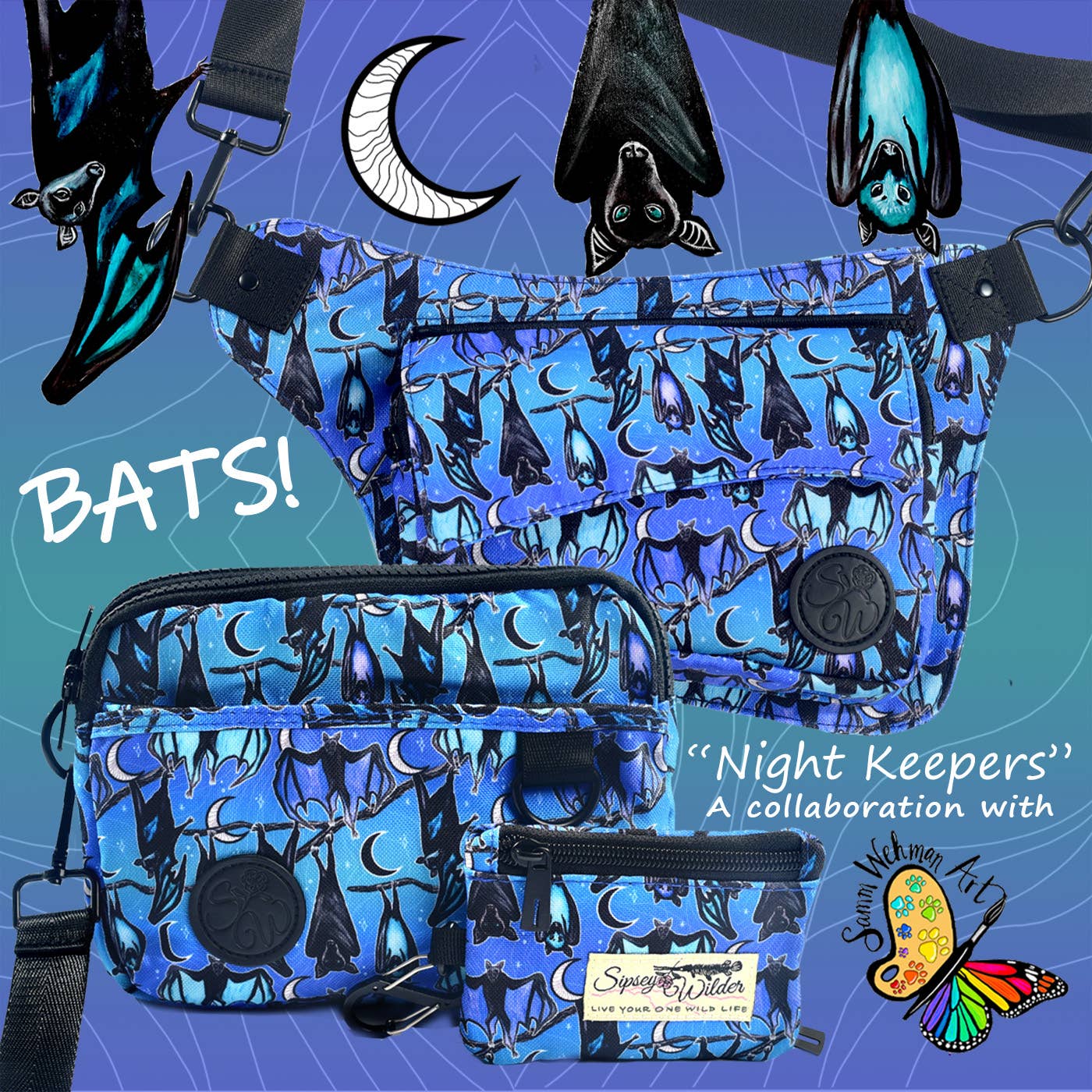 Night Keepers (Bats) Clip Wallet