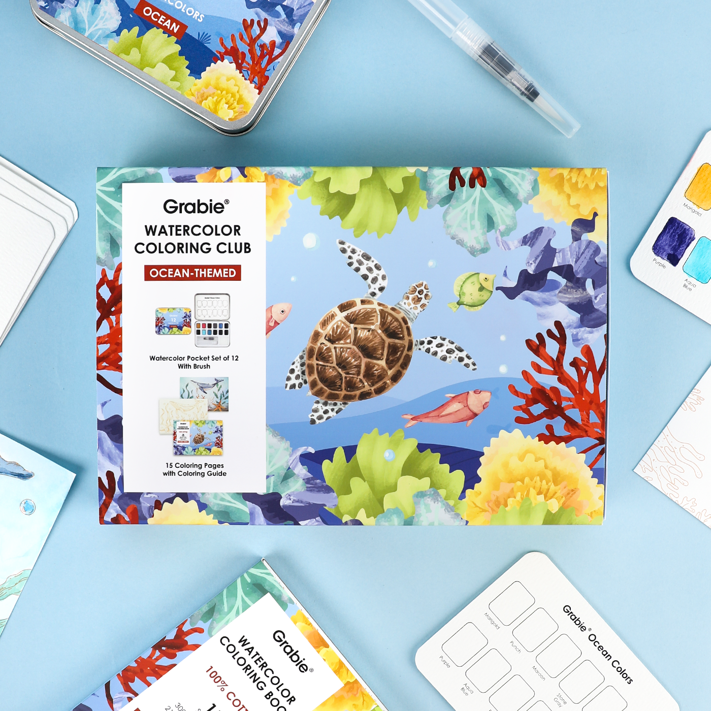 Grabie - Ocean-Themed Watercolor Coloring Club Box