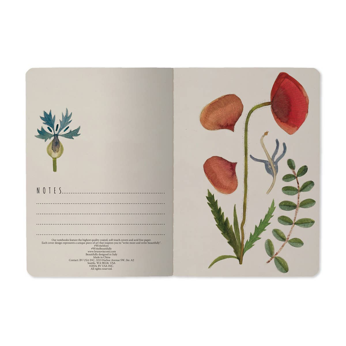 Small Notebook Greens and Flowers 