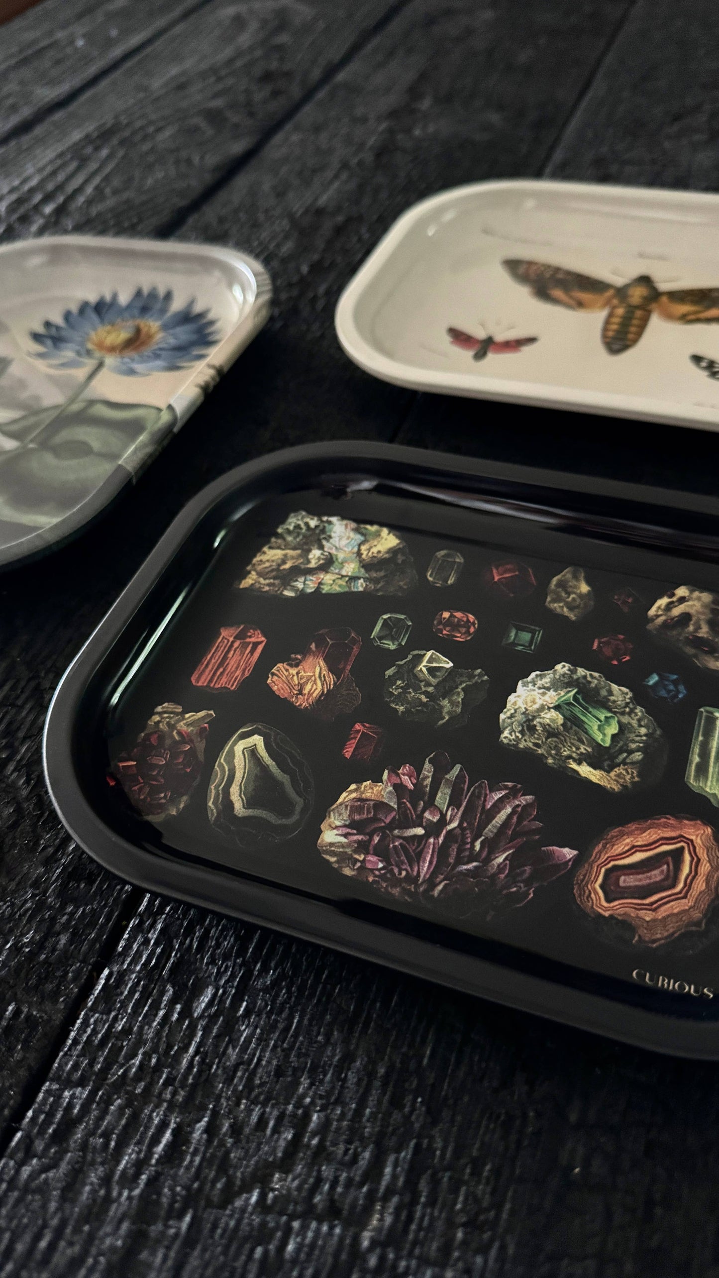 Dark Gemstones Crystals Trinket/Rolling Tray