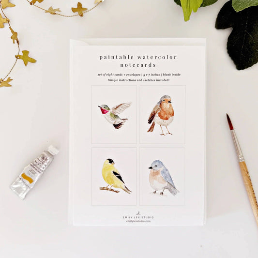 emily lex studio - Birds paintable watercolor notecard set