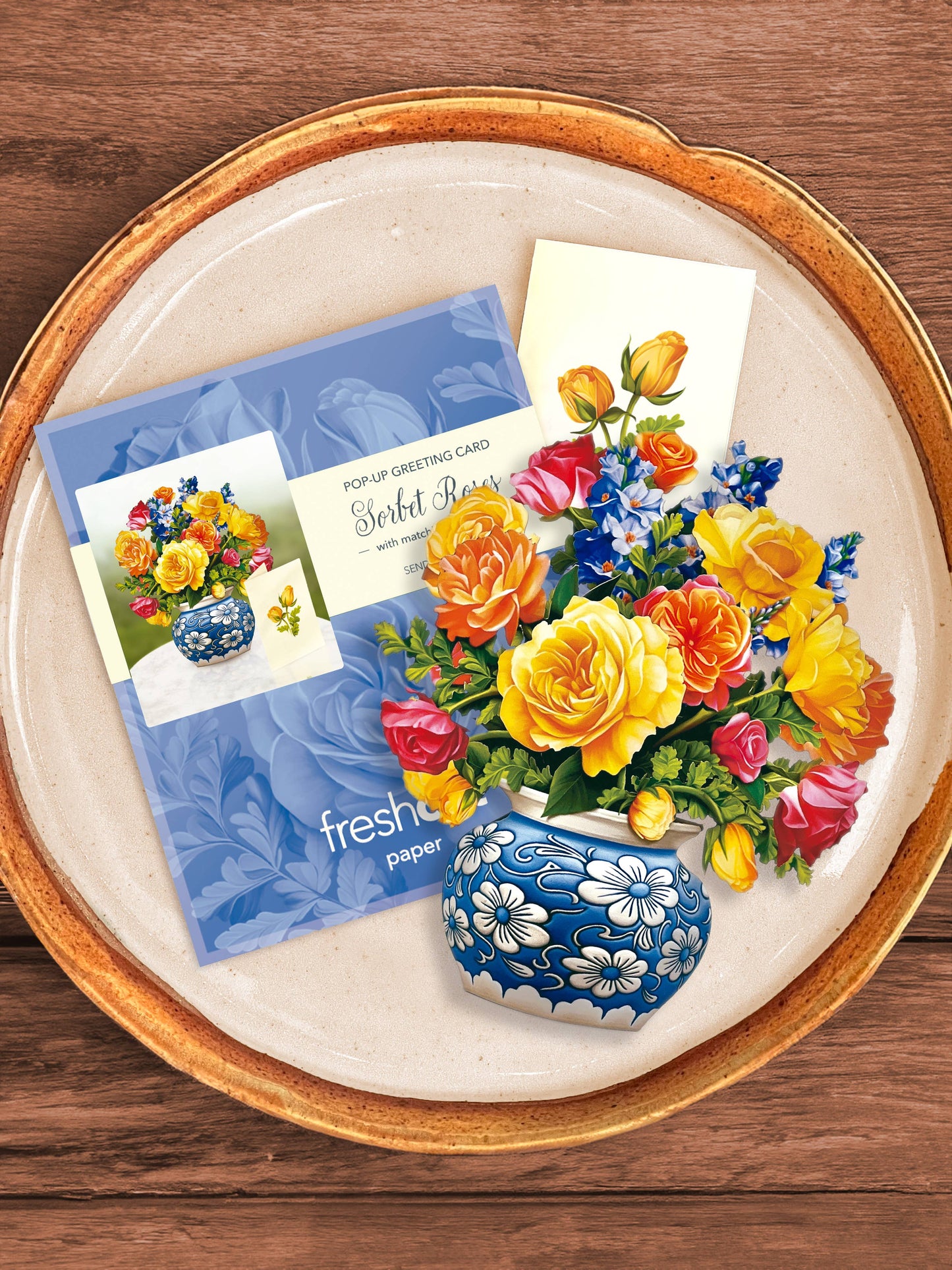 FreshCut Paper LLC - Mini Sorbet Roses (10 Pop-up Greeting Cards)