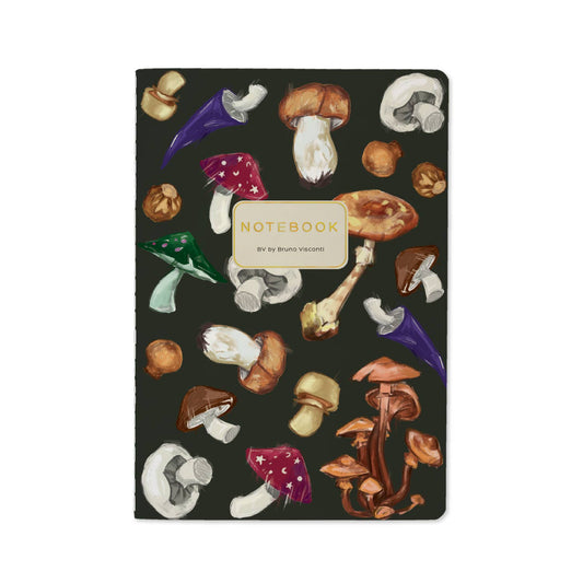 Mushrooms on Black Notebook